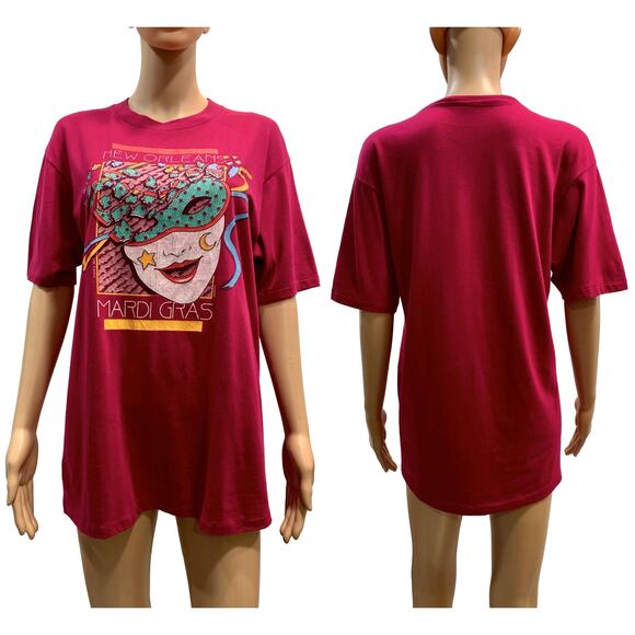 80s New Orleans MARDI GRAS GRAPHTEX T Shirt |1987 Single Stitch Mask Graphic - Picture 10 of 10